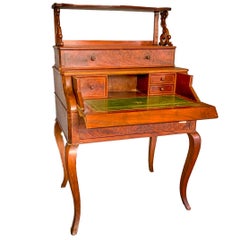 Antique Writing Desk in Mahogany Carlo X with Raised and Mechanical Opening, France 1830
