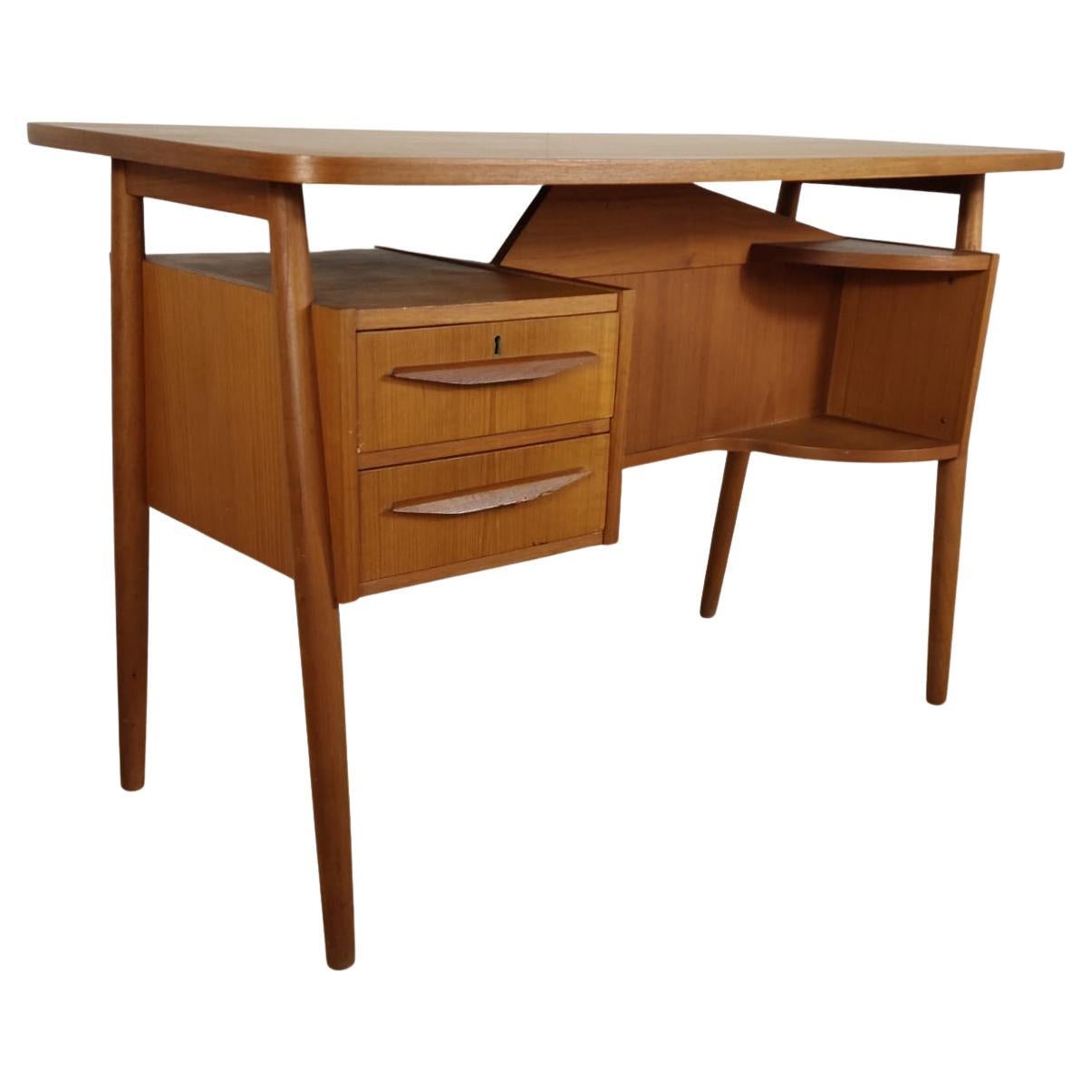 Writing desk in teak, Gunnar Nielsen for Tibergaard, Denmark 1960 For Sale