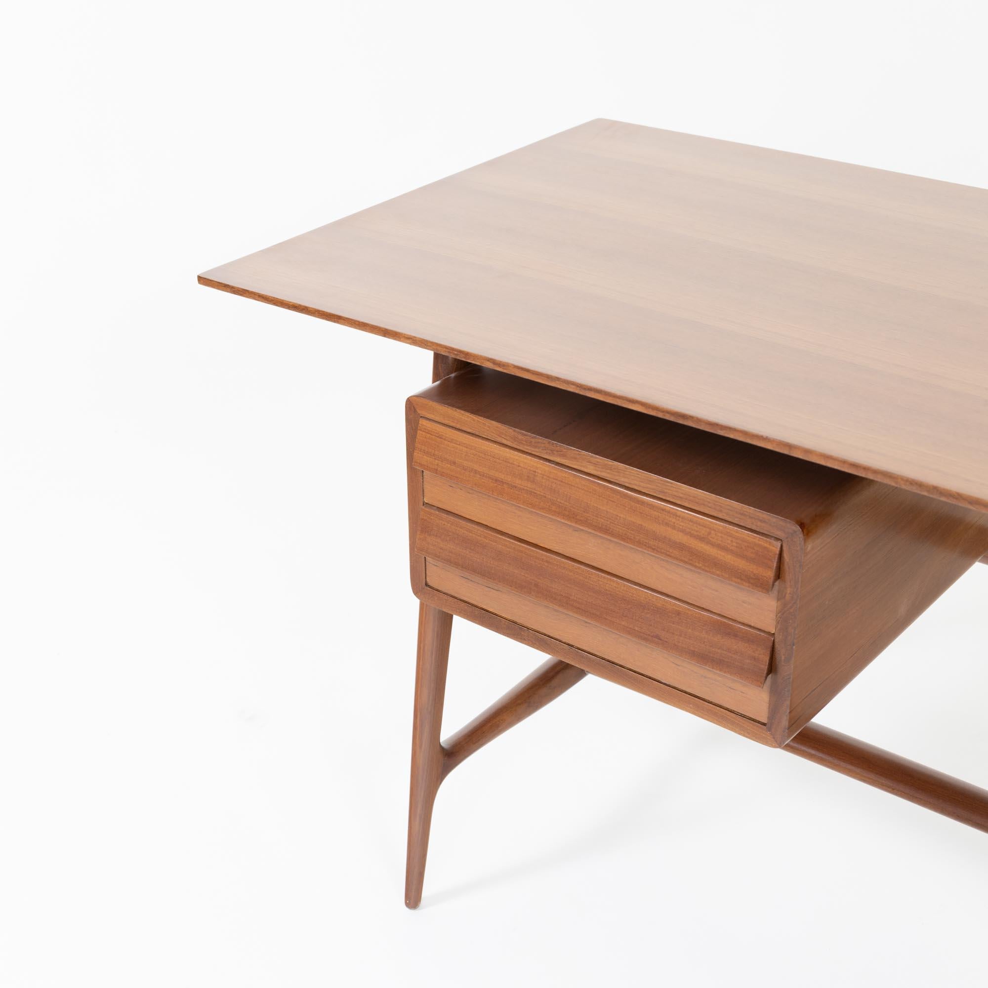 Mid-Century Modern Small Writing Desk with two Drawers, Italian Manufactory, Mid-20th Century
