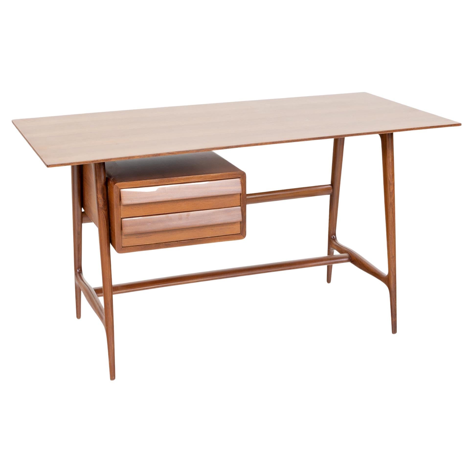 Small Writing Desk with two Drawers, Italian Manufactory, Mid-20th Century