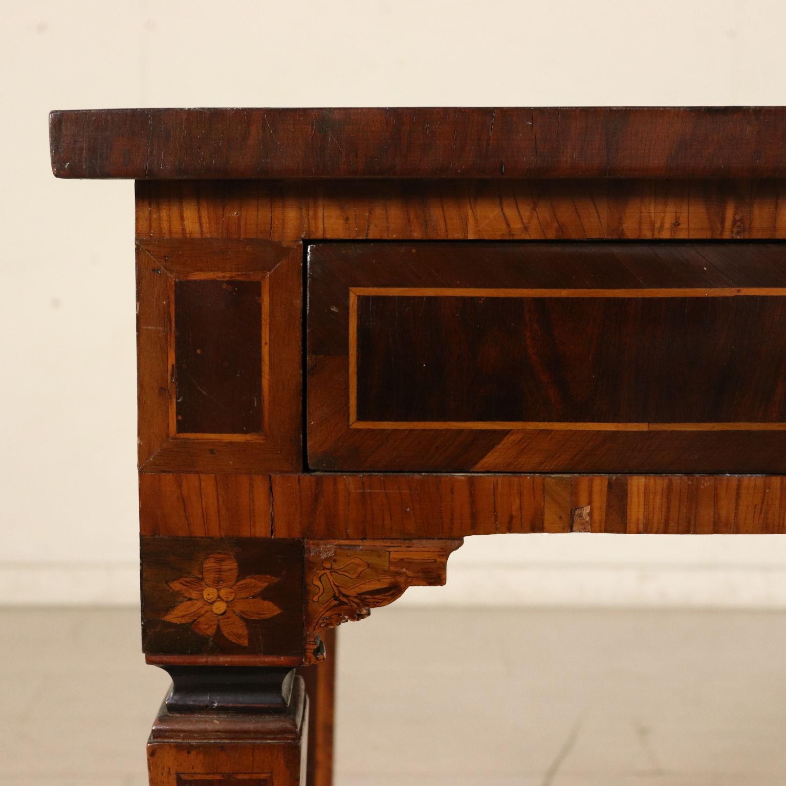 Veneer Writing Desk Neoclassical Maple Walnut Italy 19th Century