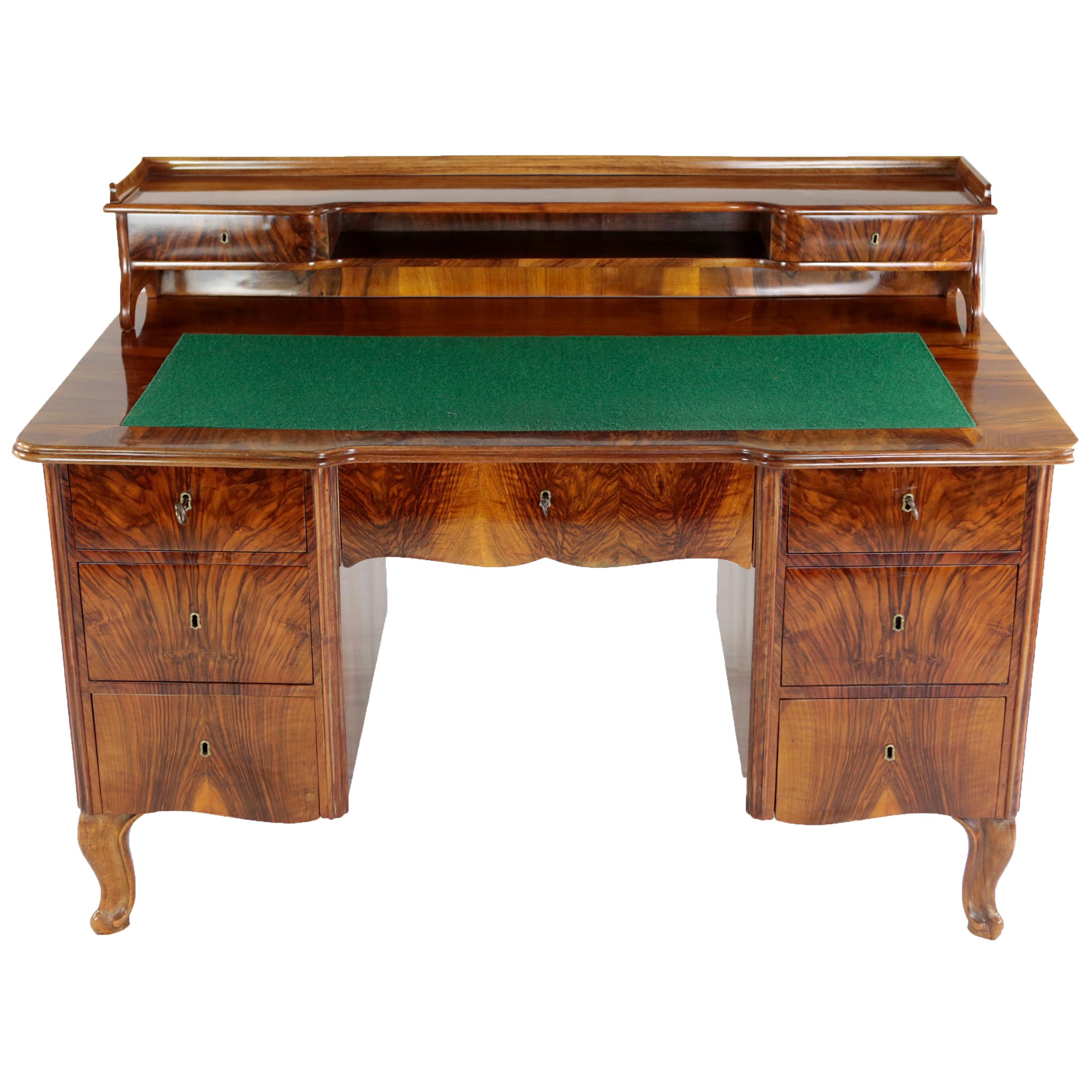 Writing Desk, Nutwood and Nutroot Veneer, 19th Century, circa 1850-1860 For Sale