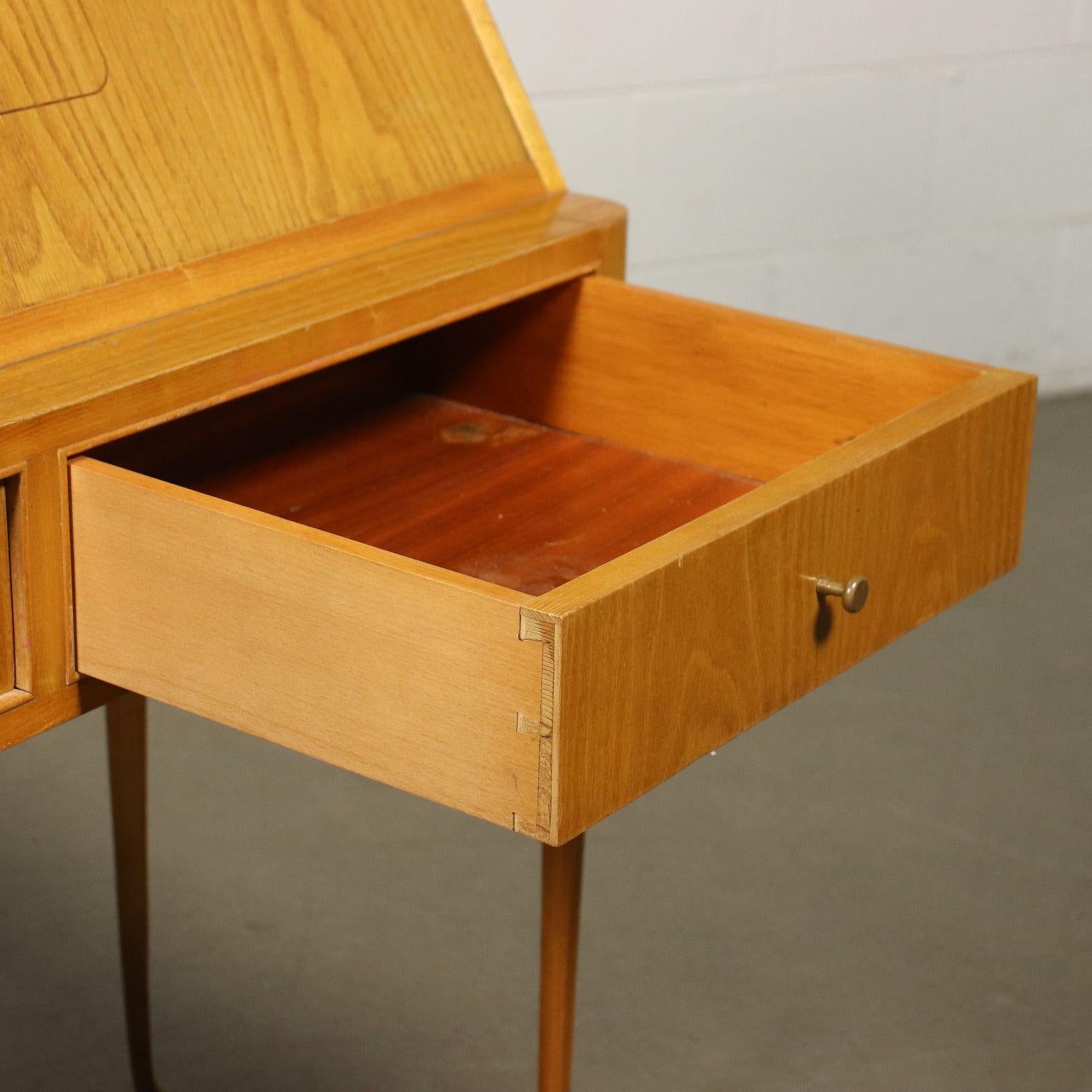 Writing Desk Sessile Oak Veneer, Italy, 1950s 3