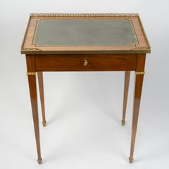 Writing Desk, Small Louis XVI-style Desk in Wood and Gilded Bronze.