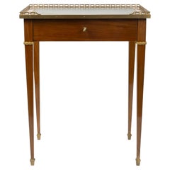 Writing Desk, Small Louis XVI-style Desk in Wood and Gilded Bronze.