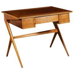 Writing Desk Solid Beech Vintage Argentine 1950s