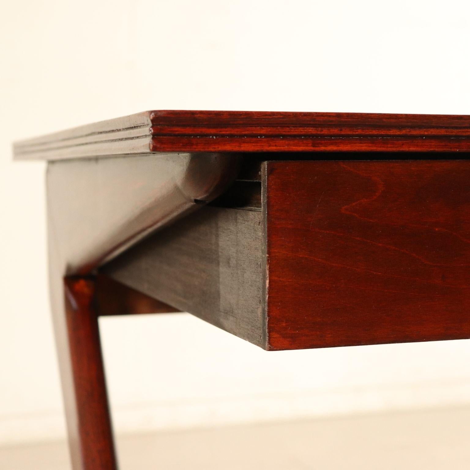 Italian Writing Desk Solid Mahogany Poplar Vintage, Italy, 1950s