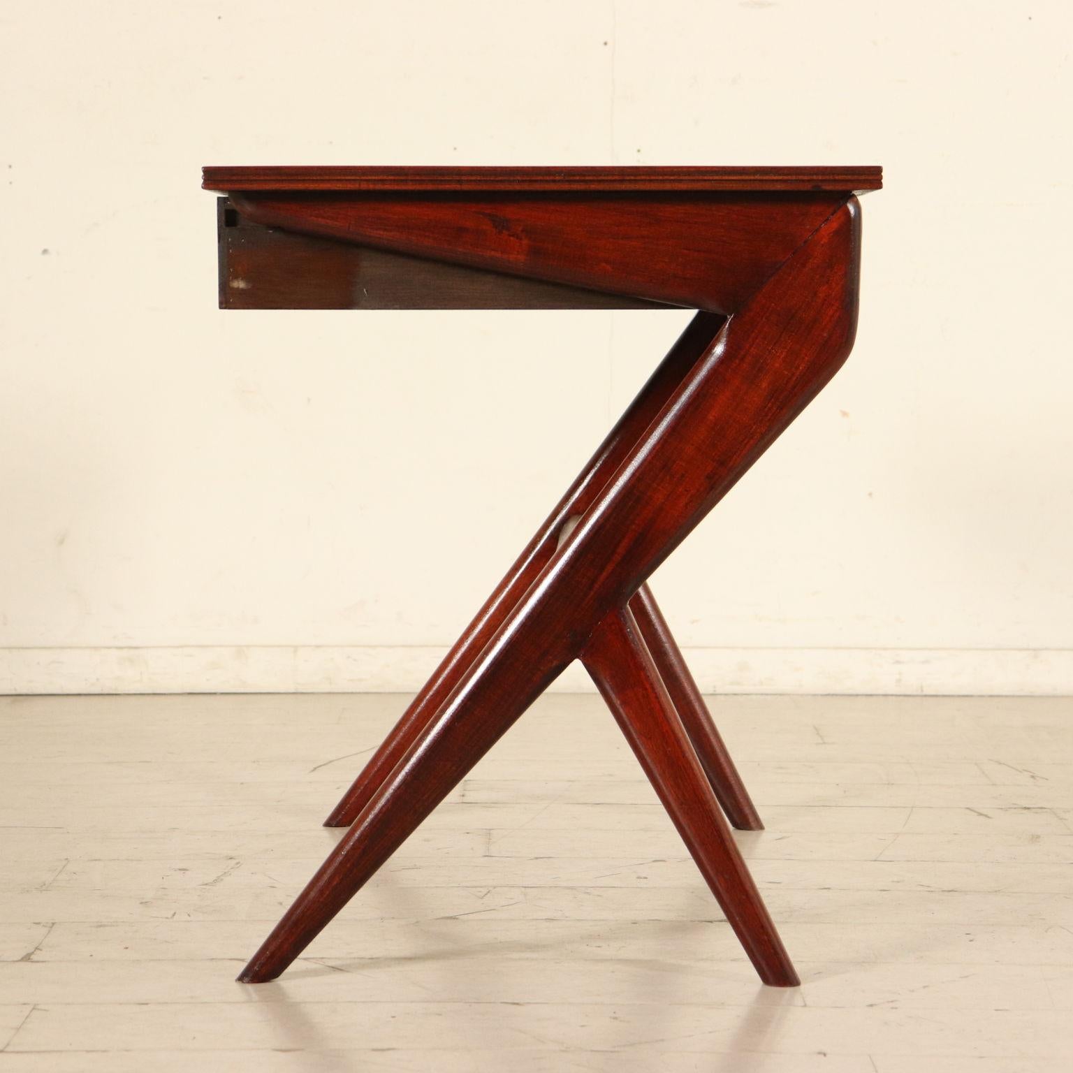 Writing Desk Solid Mahogany Poplar Vintage, Italy, 1950s 2