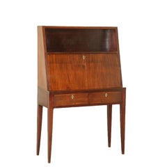 Writing Desk Stained Beech Mahogany Vintage Italy, 1950s