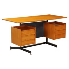 Writing Desk Teak Veneer, Italy, 1960s