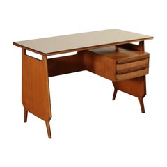 Writing Desk Teak Veneer Vintage, Italy, 1960s