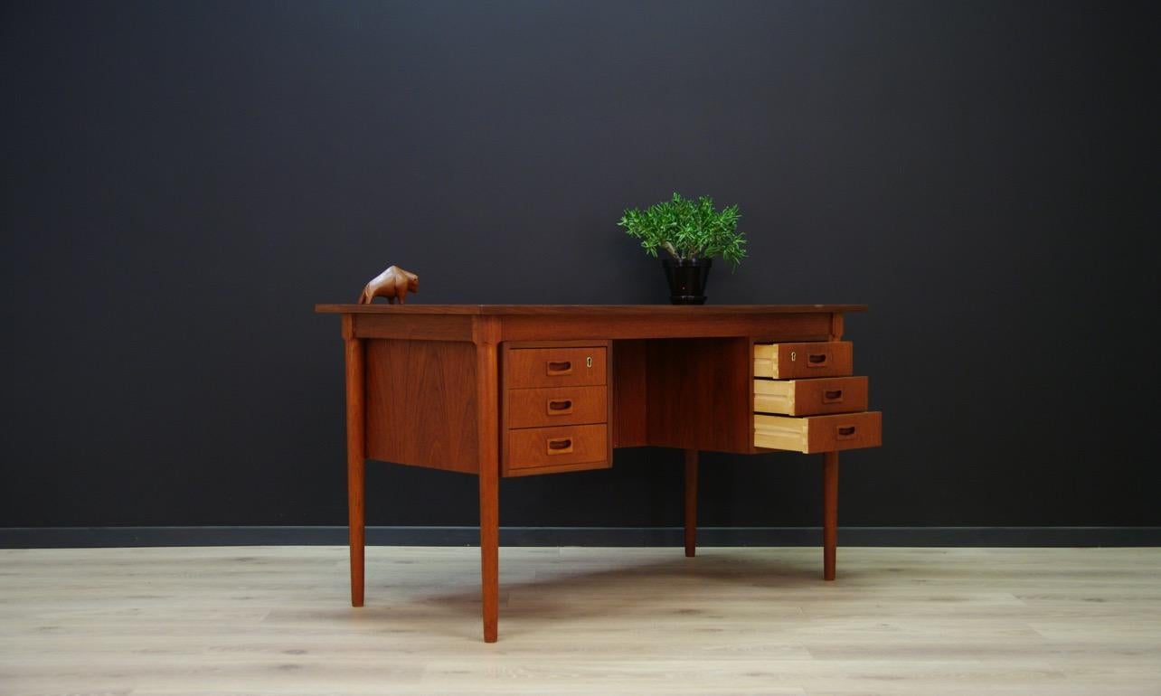Writing Desk Teak Vintage Danish Design Retro In Good Condition In Szczecin, Zachodniopomorskie