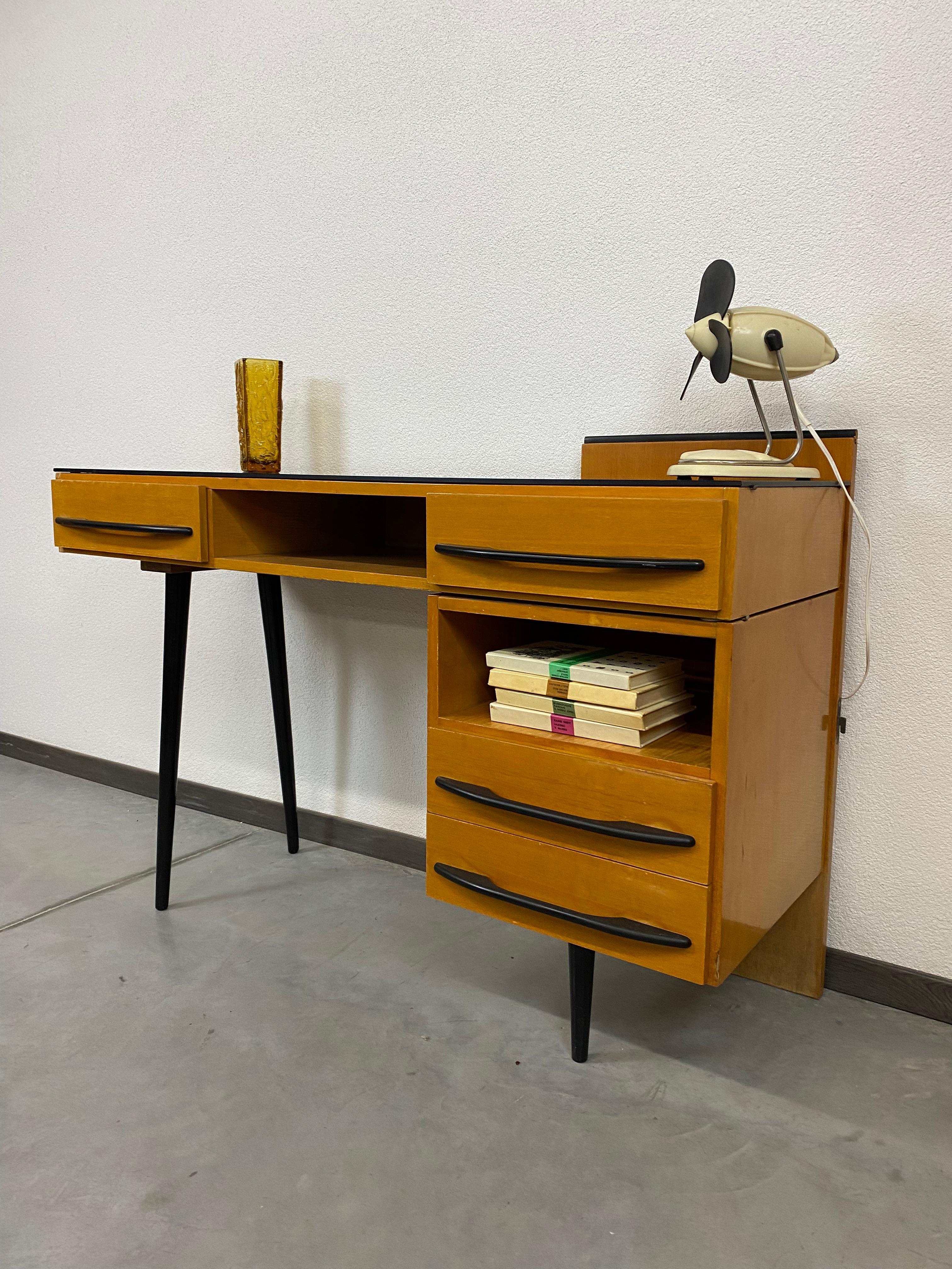 Modern Writing Desk with Cabinet by Mojmír Požár for UP Závody Bučovice For Sale