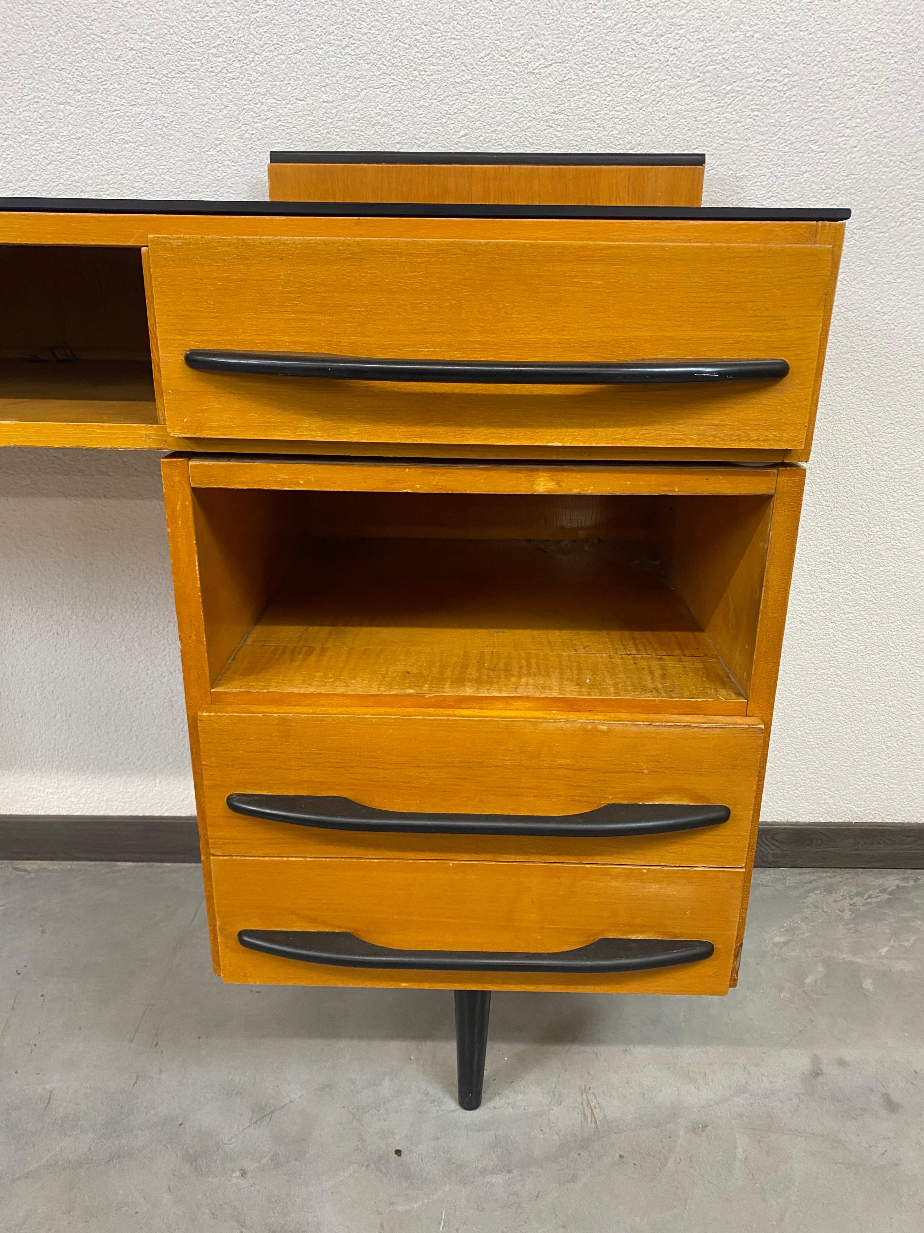 Mid-20th Century Writing Desk with Cabinet by Mojmír Požár for UP Závody Bučovice For Sale