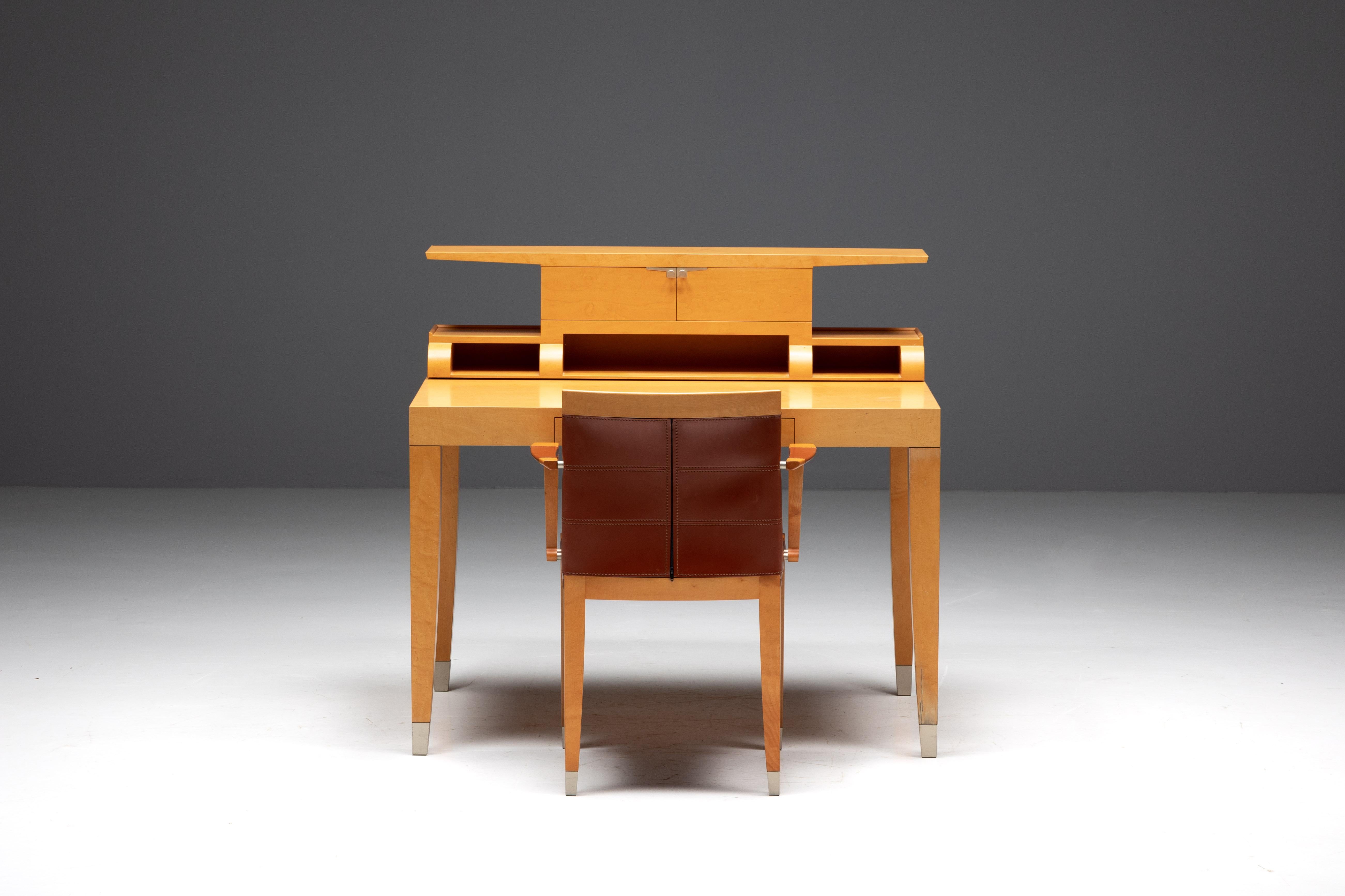 Post-Modern Writing Desk with Chair by Chi Wing Lo for Giorgetti, Italy, 1990s For Sale