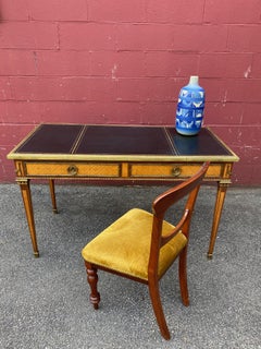 Writing Desk with Inlays and Leather Top