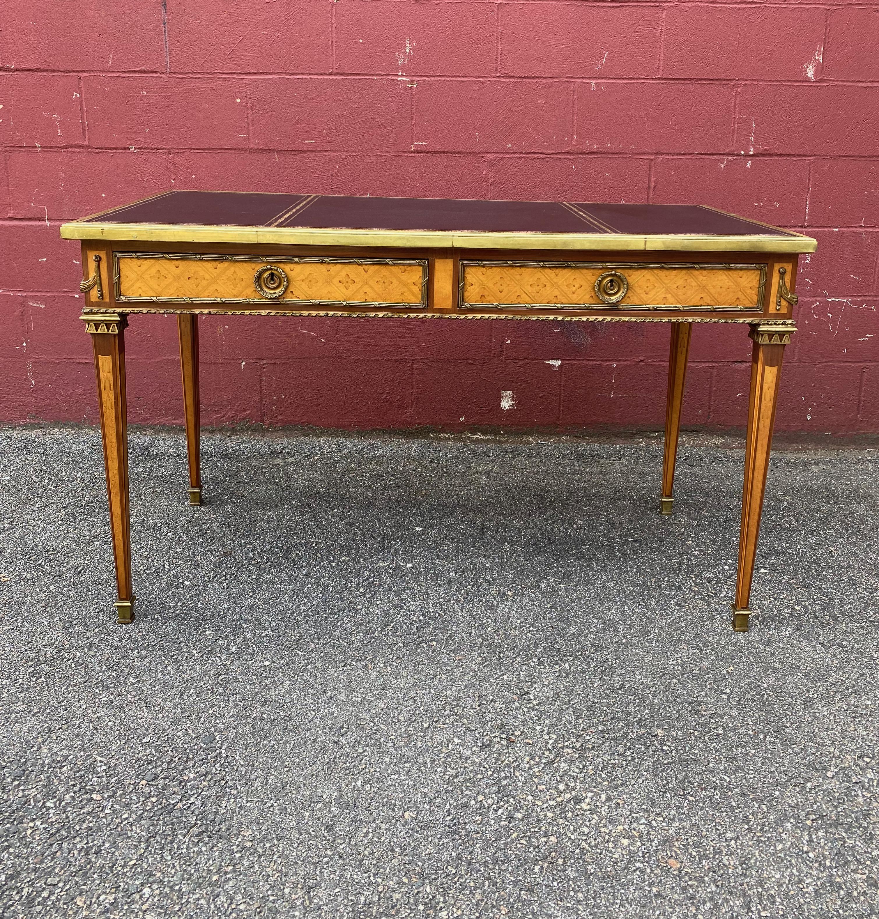 writing desk with leather top