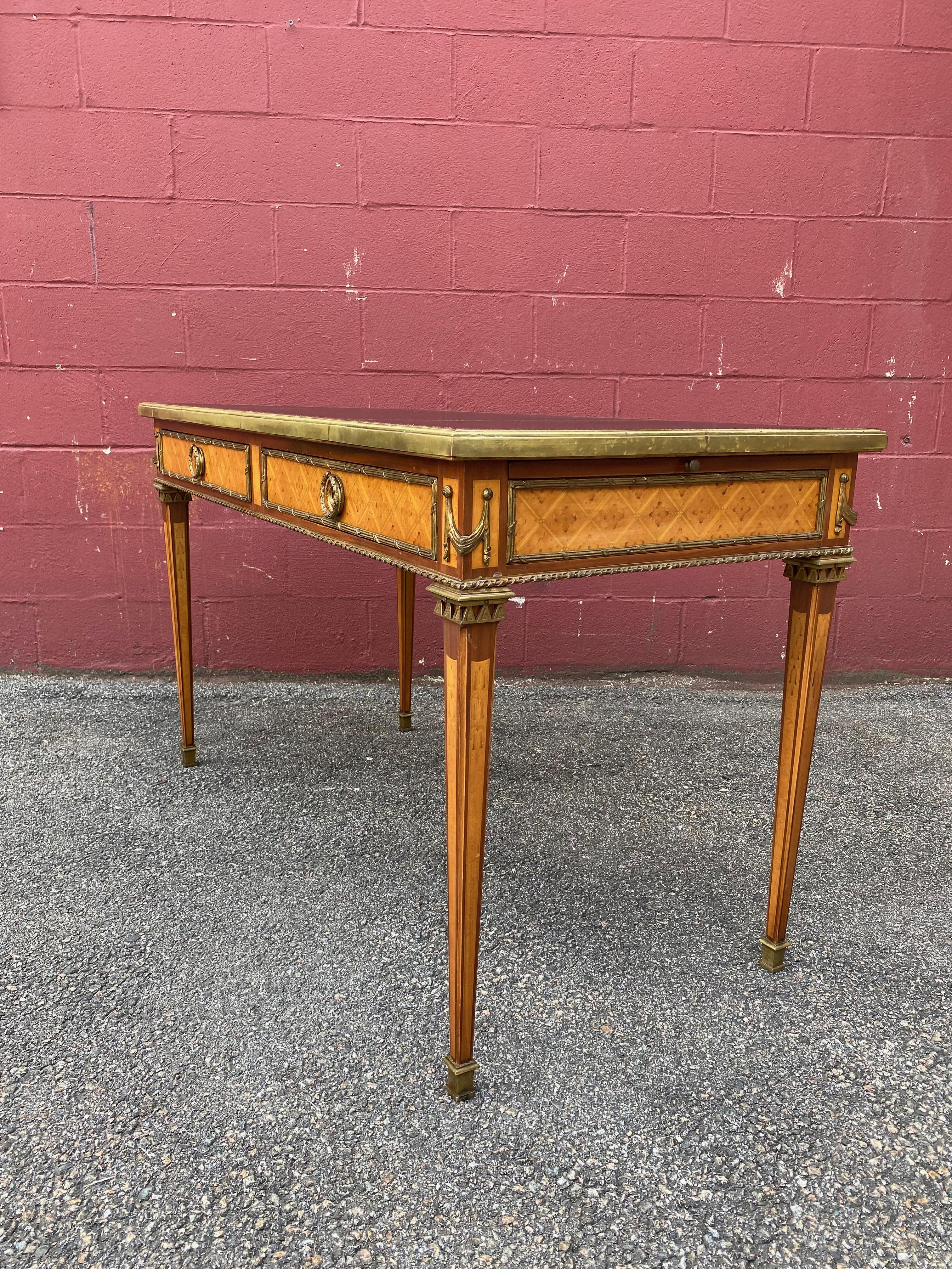 Louis XVI Writing Desk with Inlays and Leather Top