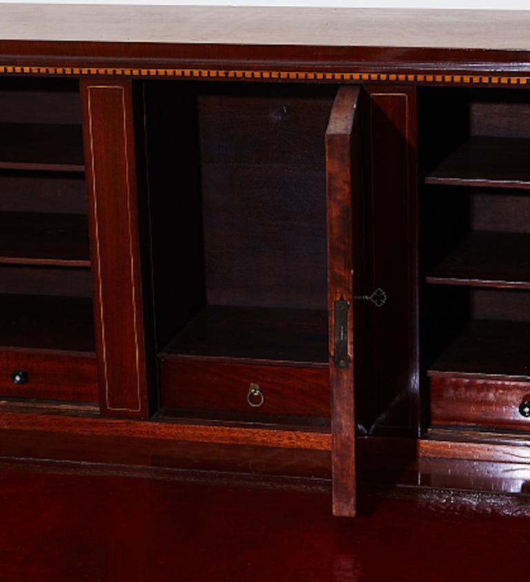 Asian Writing Desk with Red Leather Writing Board, a Drawer, and Shelving For Sale
