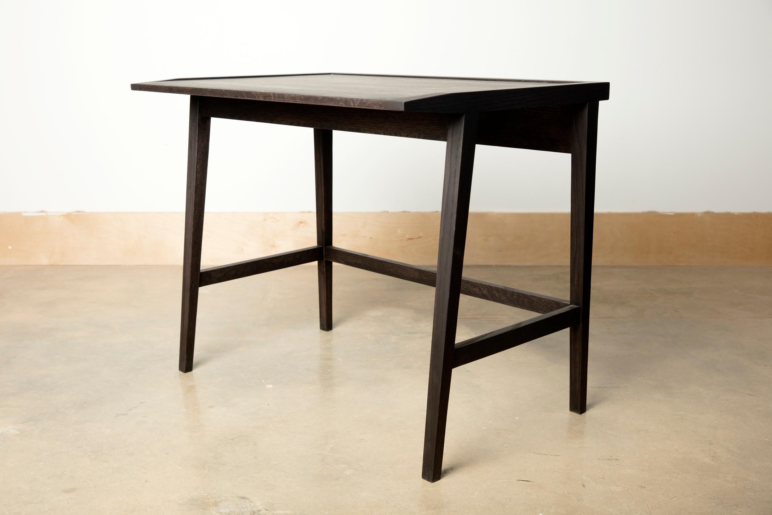 We handcraft this Classic blackened oakwood writing desk and chair set with hardwoods from Birmingham's urban forest. For your home office, computer desk or a place to work from home, comfortable and focused, on a novel or a grocery list. Urban
