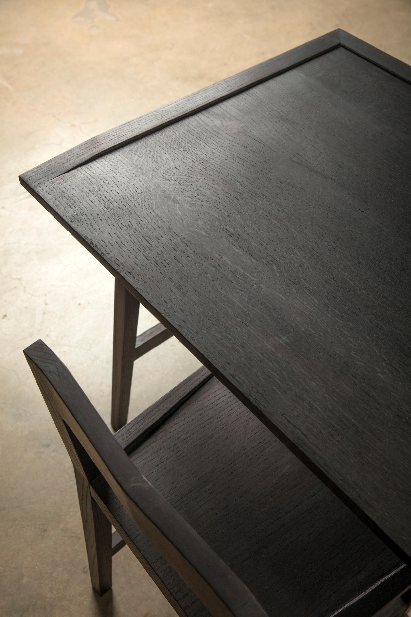 Ebonized Writing or Computer Desk and Chair in Blackened Oakwood by Alabama Sawyer