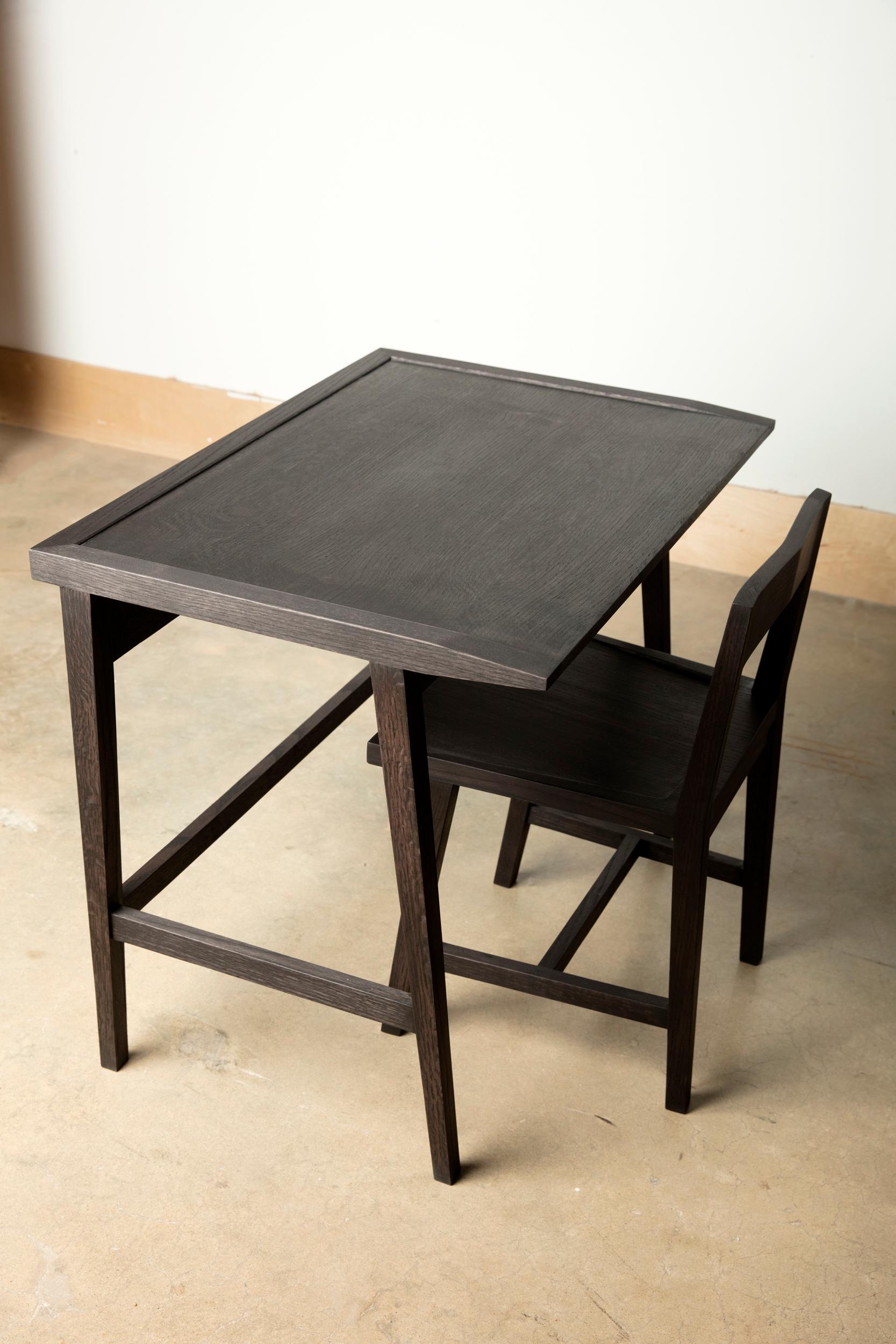 Writing or Computer Desk and Chair in Blackened Oakwood by Alabama Sawyer 1