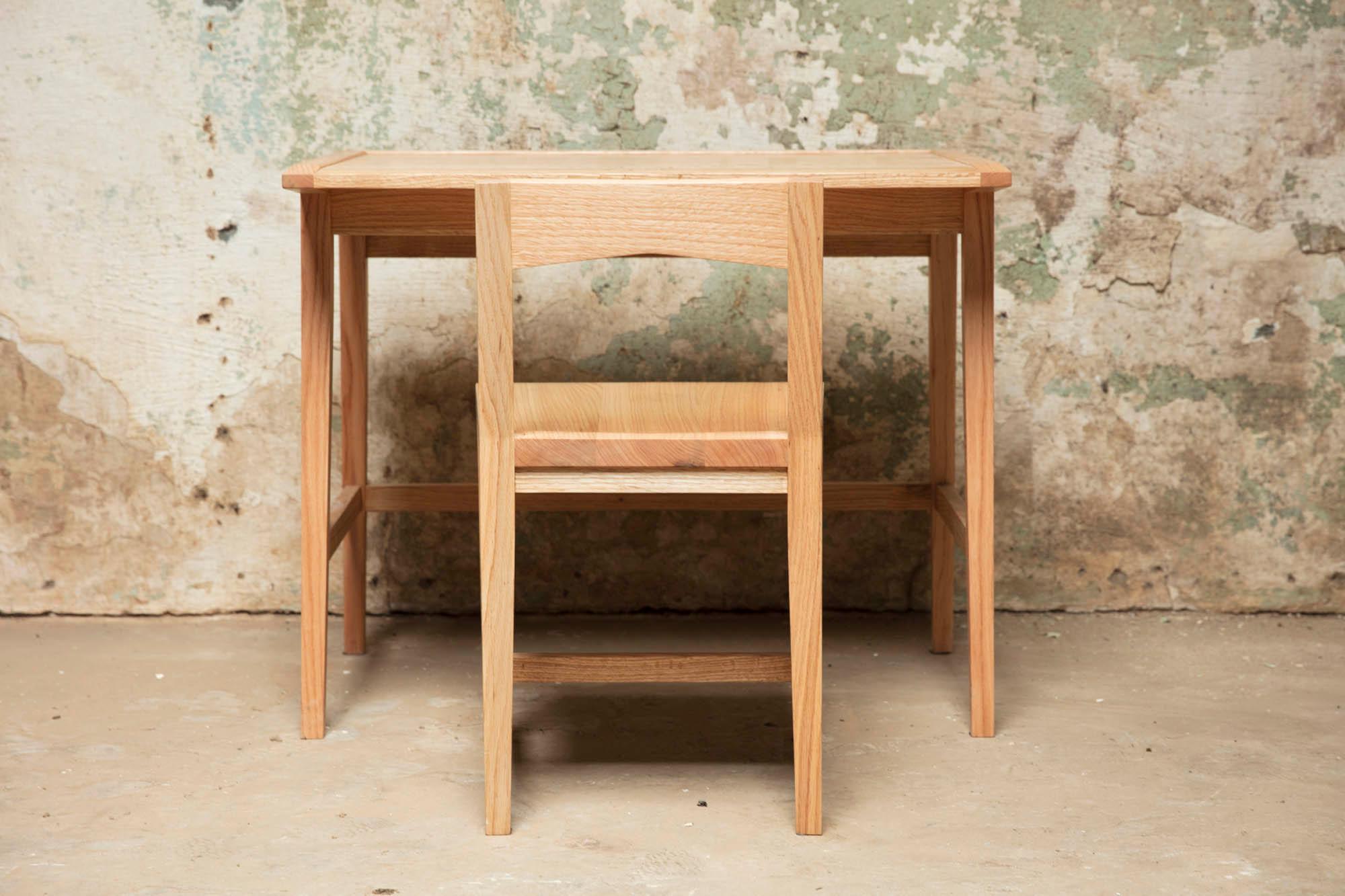 American Craftsman Writing or Computer Desk and Chair in Natural Oakwood by Alabama Sawyer