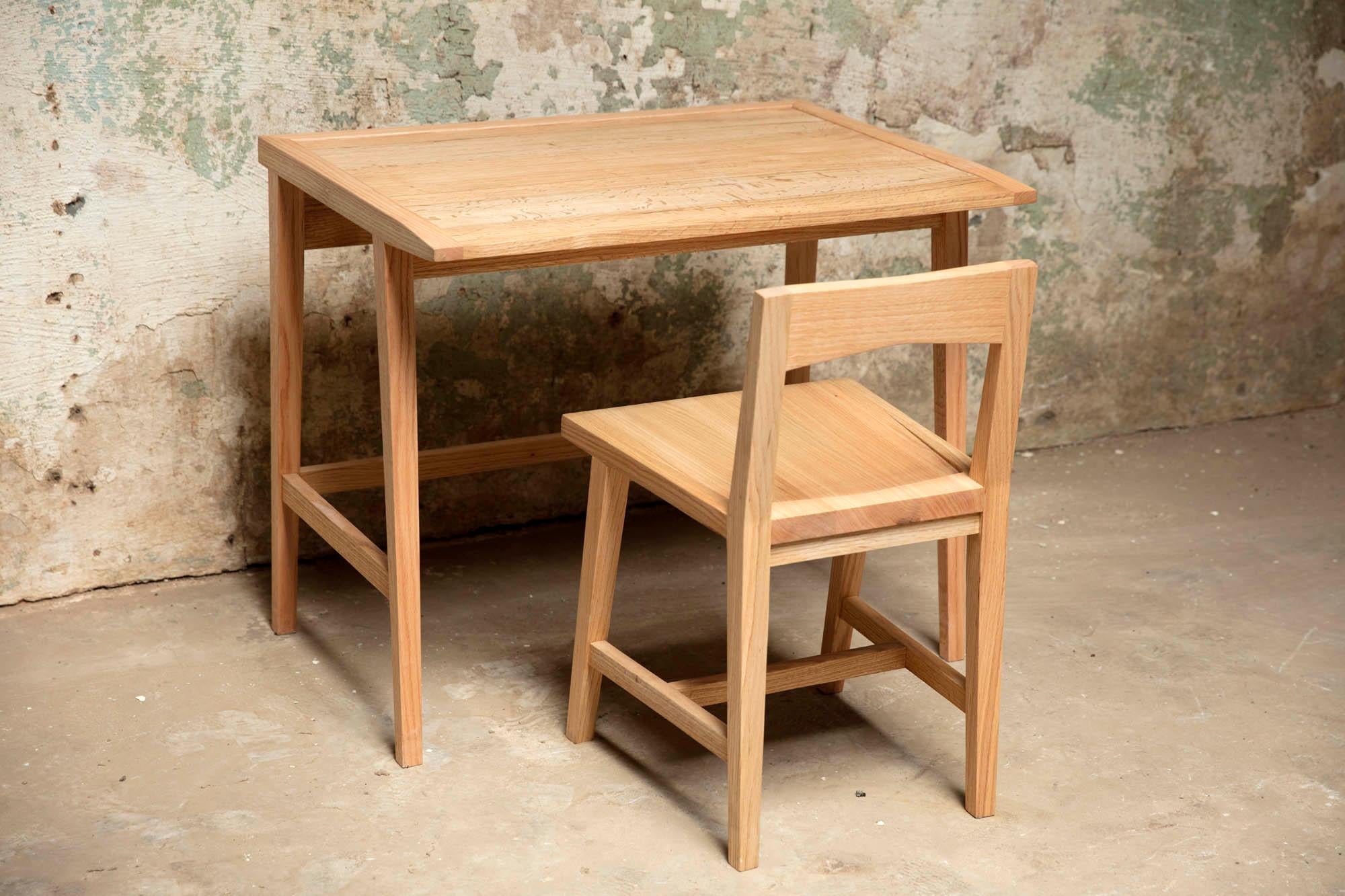 American Writing or Computer Desk and Chair in Natural Oakwood by Alabama Sawyer