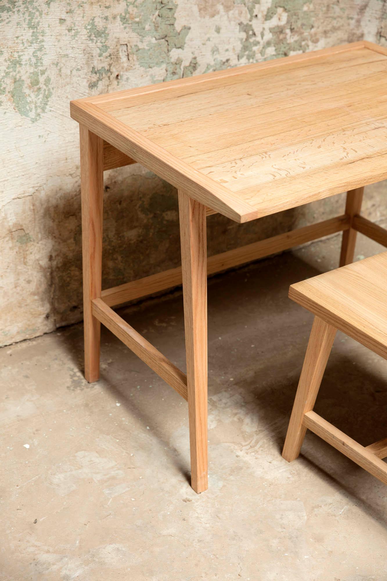 Woodwork Writing or Computer Desk and Chair in Natural Oakwood by Alabama Sawyer