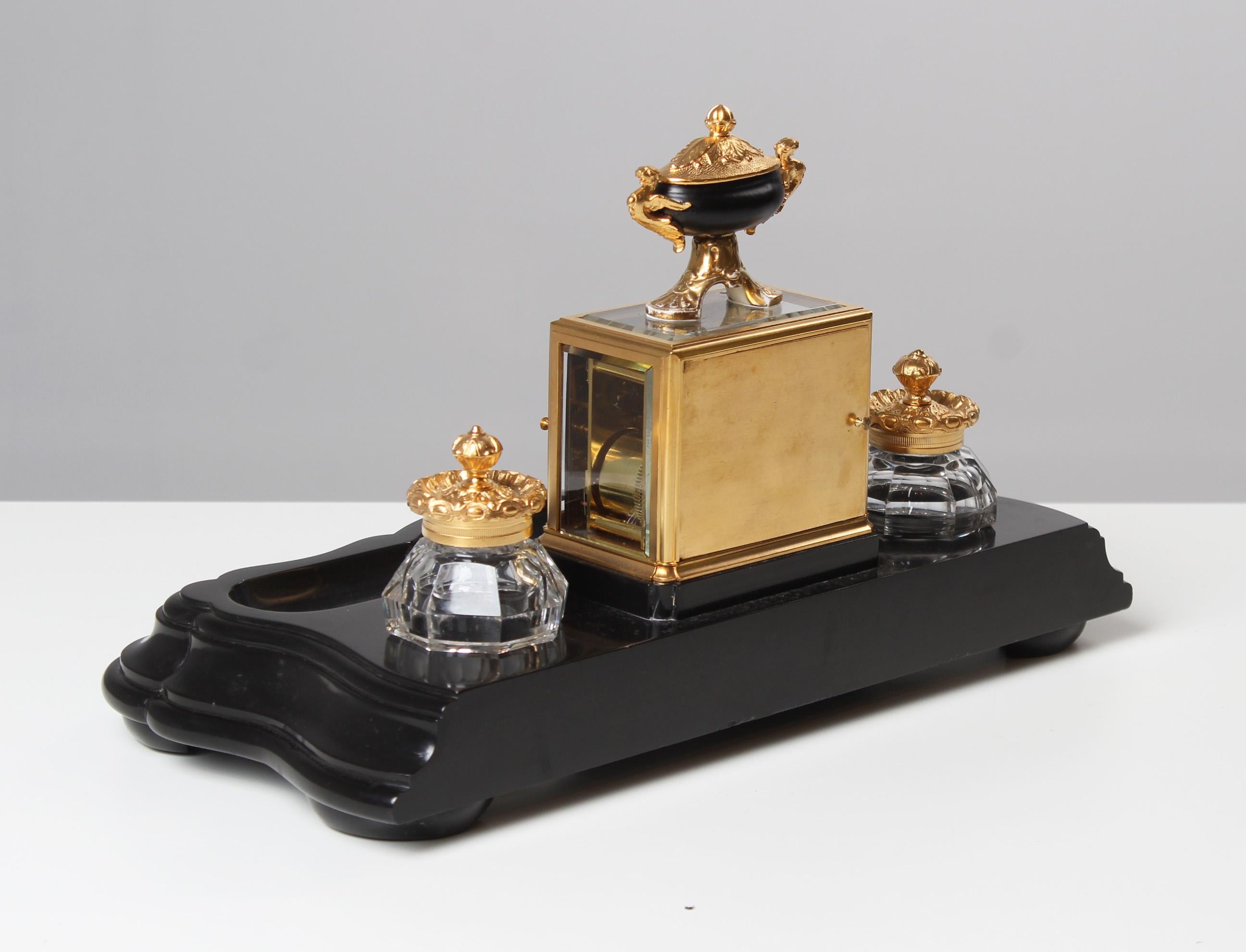 Writing Set with Desk Clock, Carriage, Pendulette, Paris, Signed Moser, C. 1850 6