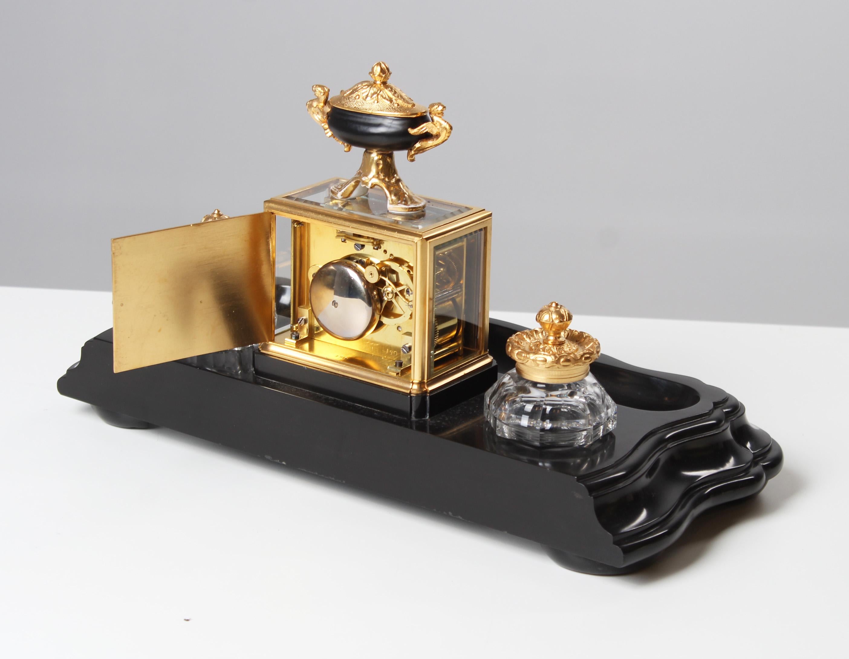 Writing Set with Desk Clock, Carriage, Pendulette, Paris, Signed Moser, C. 1850 7