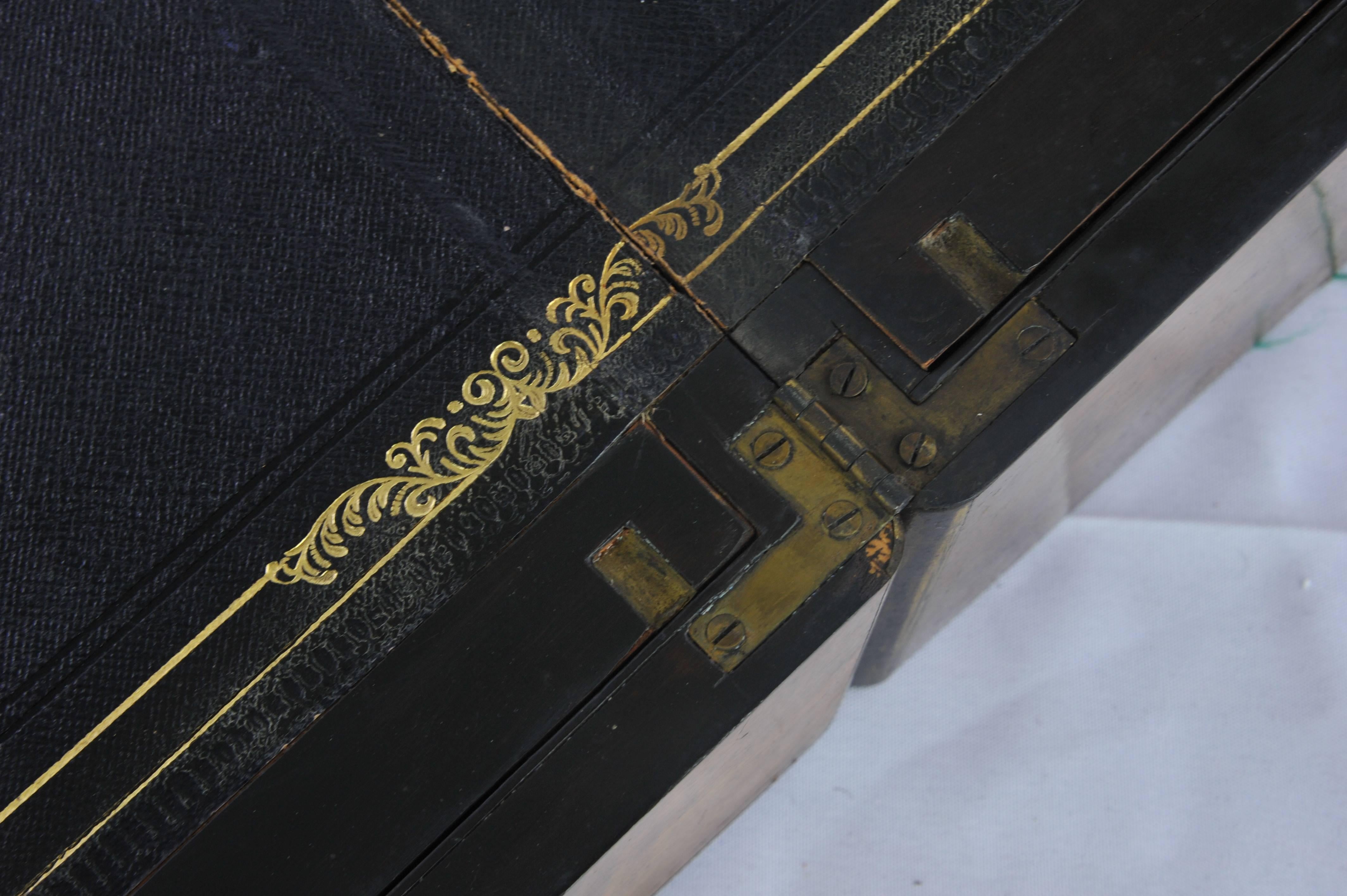 Hand-Crafted Writing Slope, Antique Victorian Lap Desk, Marine Walnut Brass, Scotland, B1096
