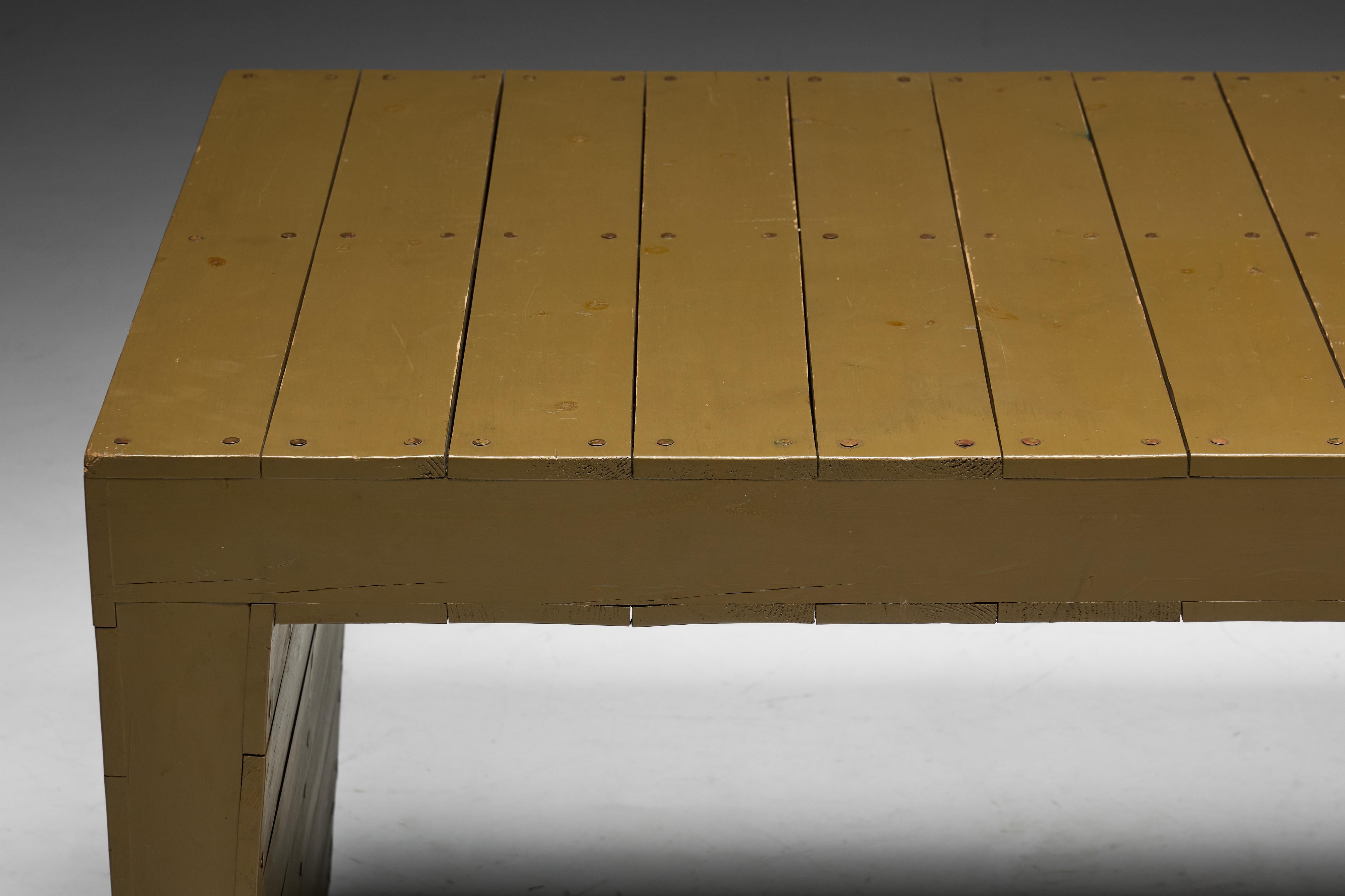 This rare writing table was designed by Nico van der Laan for the Pauluskerk in Dongen, constructed between 1965 and 1967. Conceived as part of a fully integrated interior, the table exemplifies the austere yet humane principles of the Bossche