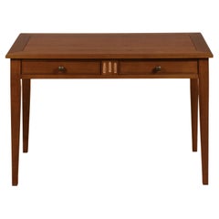 French Directoire style writing table desk with 2 drawers in solid cherry wood