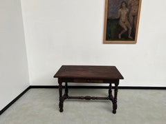 Writing table / desk in solid oak late 19th century Louis XIII style with turned
