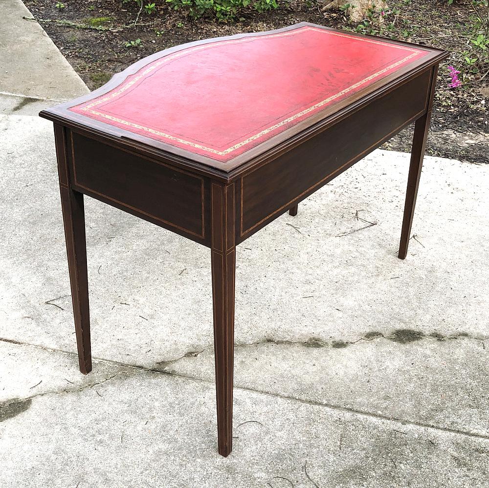 Writing Table, Edwardian Period English in Mahogany with Leather Top 5