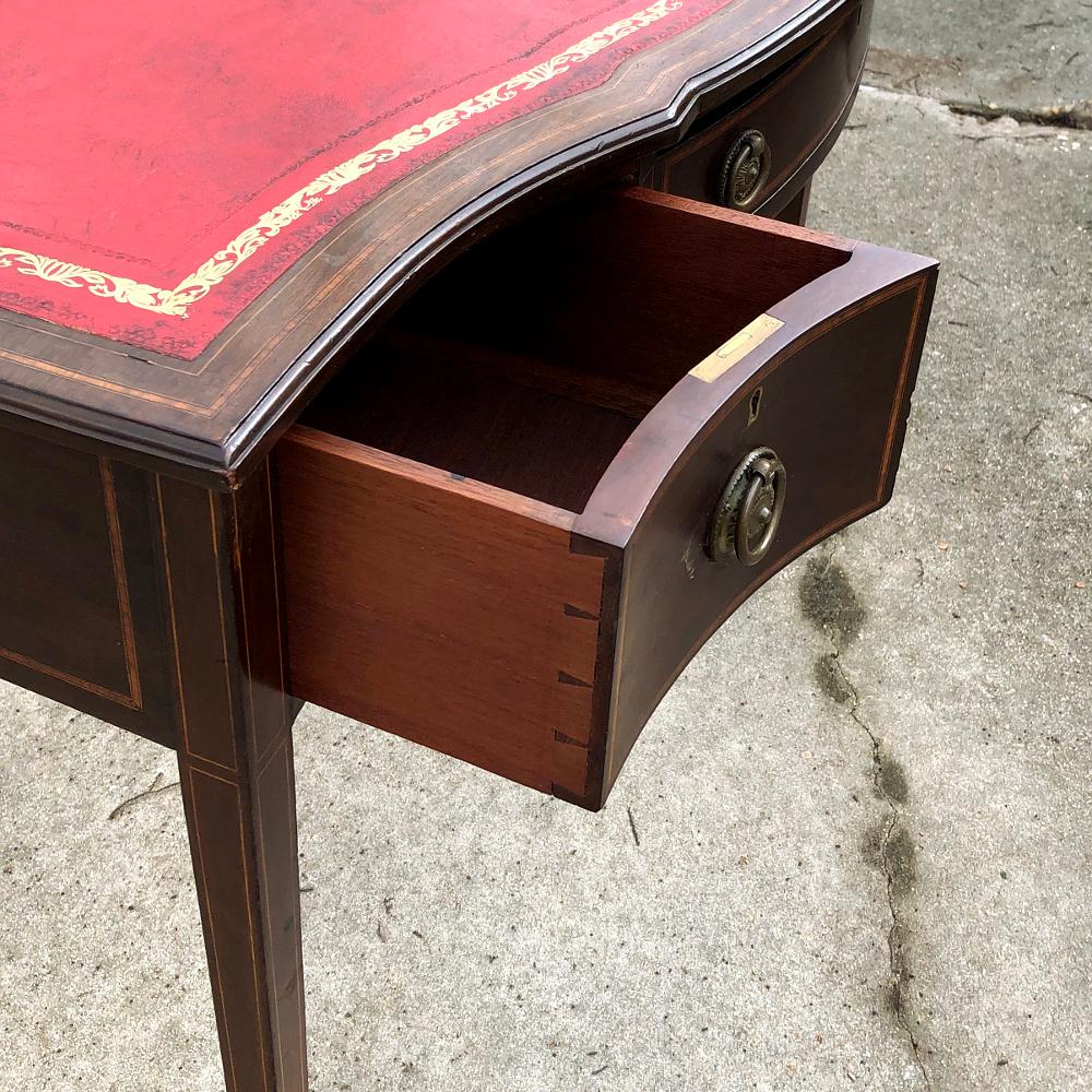 Writing Table, Edwardian Period English in Mahogany with Leather Top 2