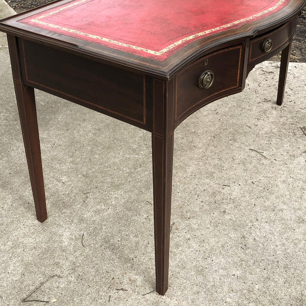 Writing Table, Edwardian Period English in Mahogany with Leather Top 3