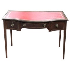 Writing Table, Edwardian Period English in Mahogany with Leather Top