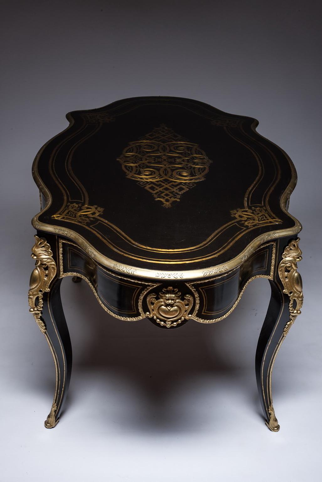Louis XV Writing Table in Bronze Marquetry France 1860 For Sale