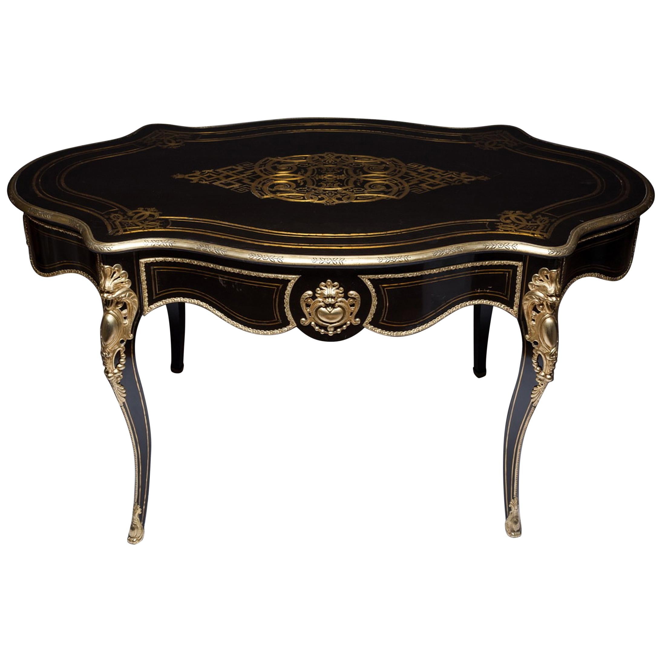 Writing Table in Bronze Marquetry France 1860 For Sale