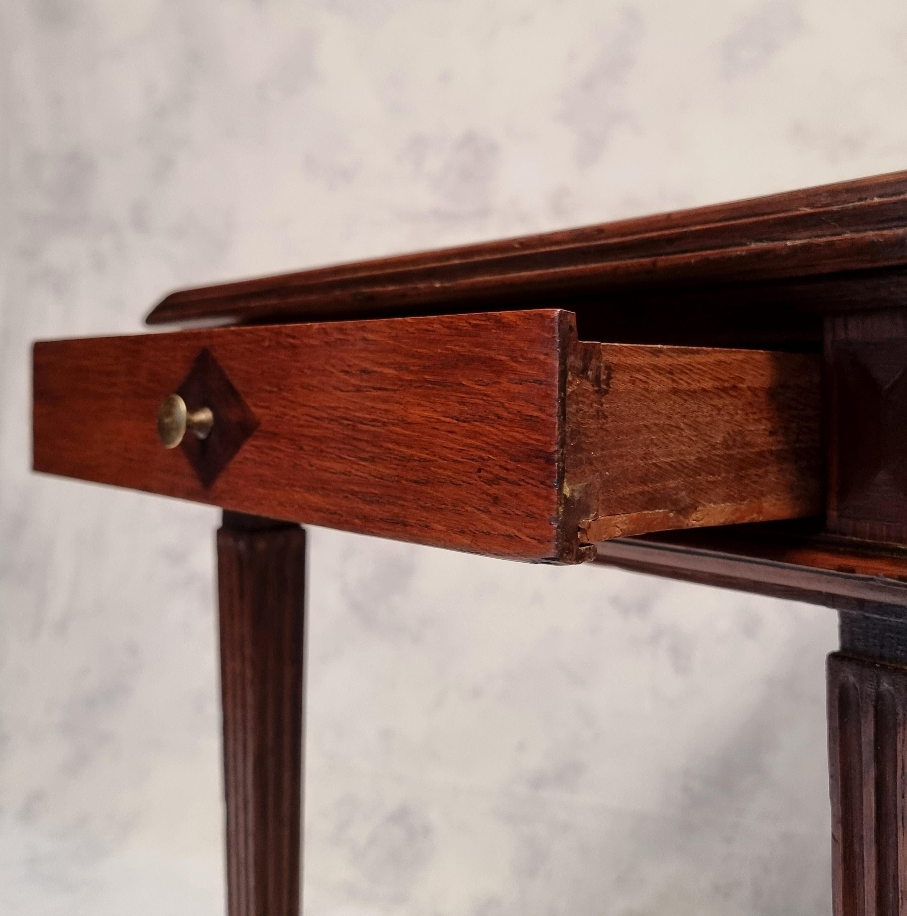 Leather Writing Table Louis XVI Period - Solid Oak - 18th For Sale