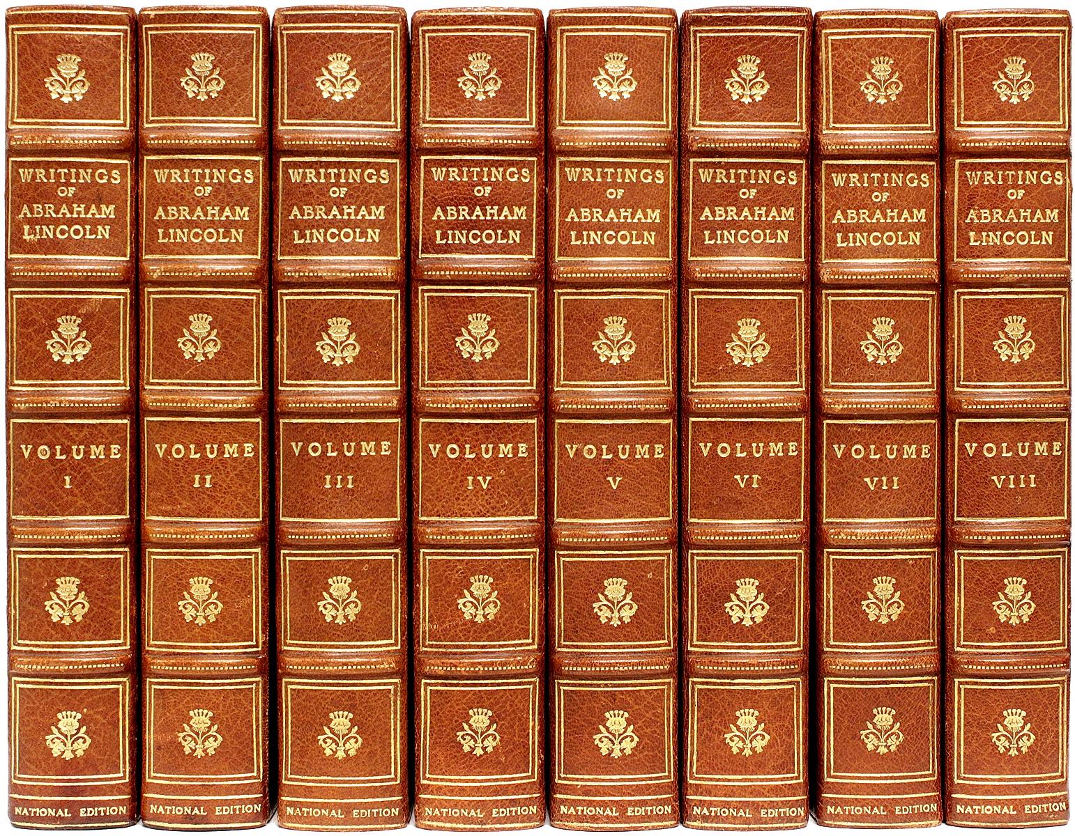 Writings of Abraham Lincoln, 8 Vols National Edition, in a Fine Leather Binding In Good Condition In Hillsborough, NJ