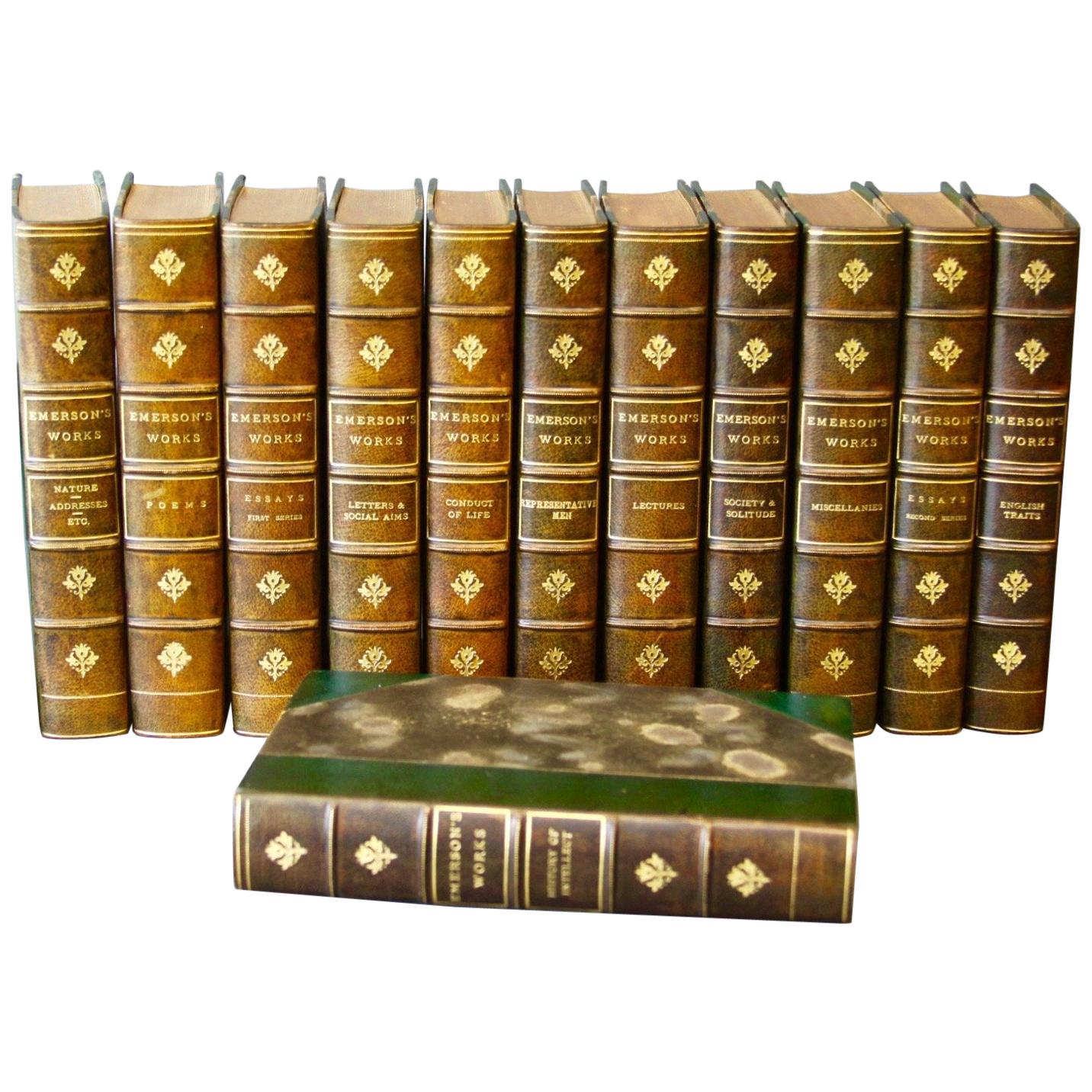  Collections of Leather bound Antiques Books. The Writings of Ralph W. Emerson