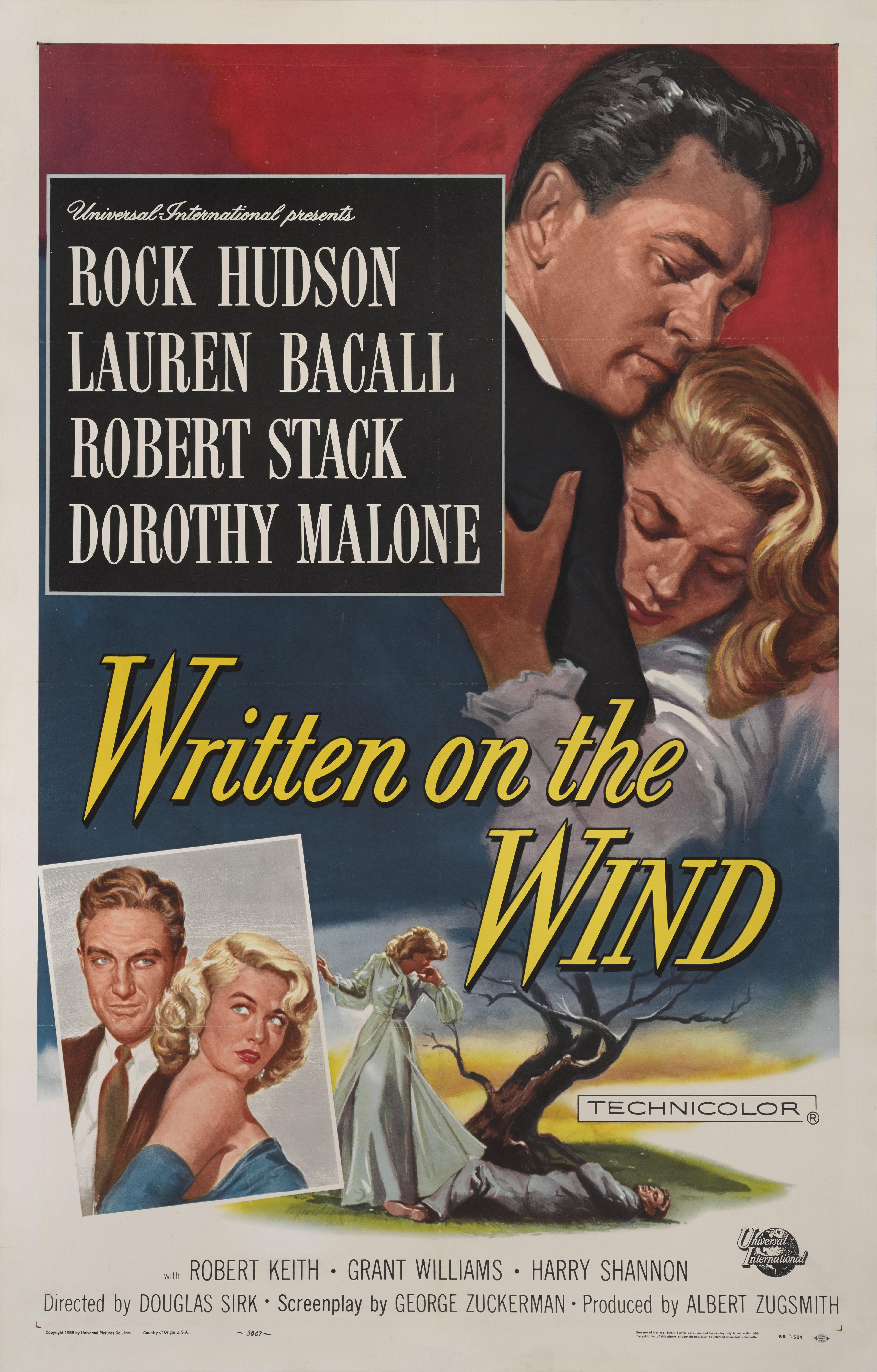 Original Us film poster for the 1956 drama directed by Douglas Sirk and starred Rock Hudson, Lauren Bacall, Robert Stack.
The art work is by the America Artis and illustrator Reynold Brown (1917-1991).
This poster is conservation linen backed and