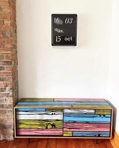 Wrongwoods Pink with Blue Low Cabinet by Established & Sons