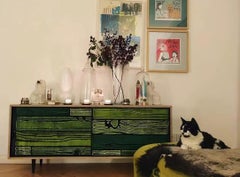 Wrongwoods L1500 White with Green Low Cabinet by Established & Sons