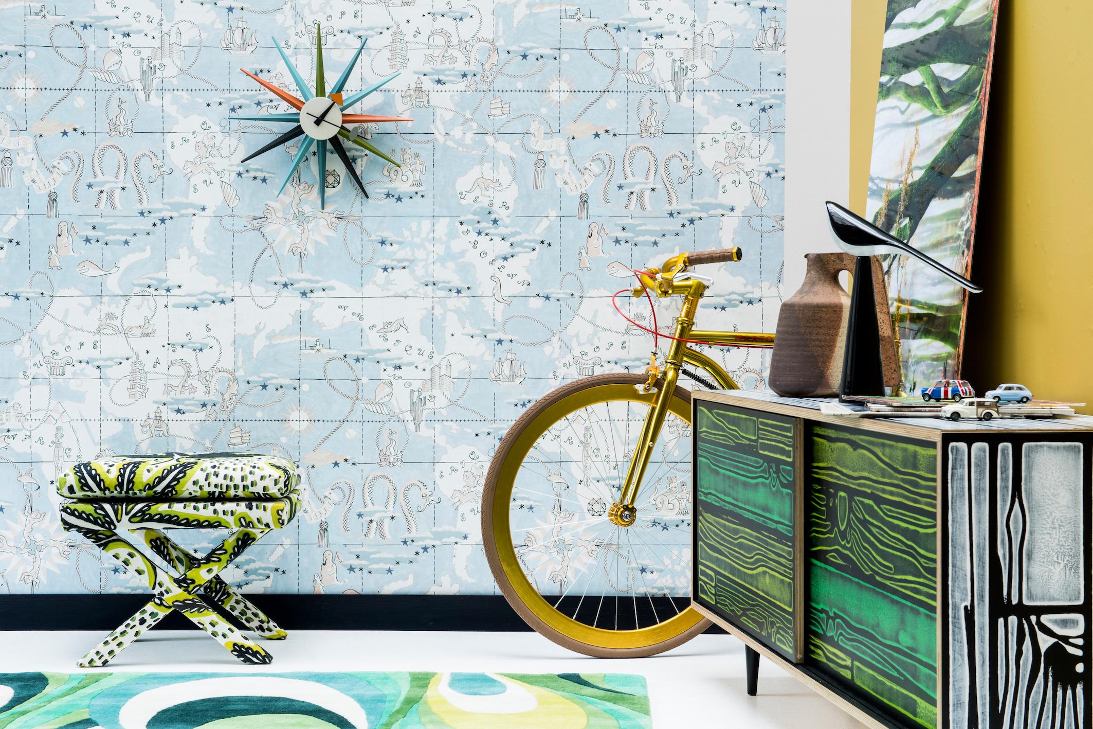 Contreplaqué Established & Sons meuble de rangement bas Wrongwoods blanc et vert en vente