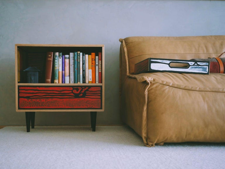 Wrongwoods Yellow with Red Night Table by Established and Sons For Sale