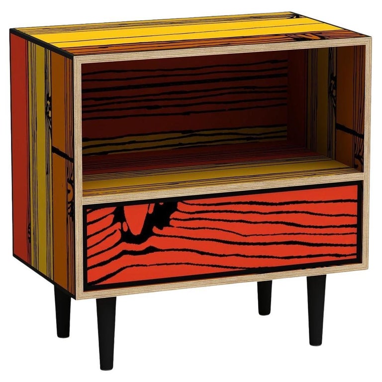 Wrongwoods Yellow with Red Night Table by Established and Sons For Sale